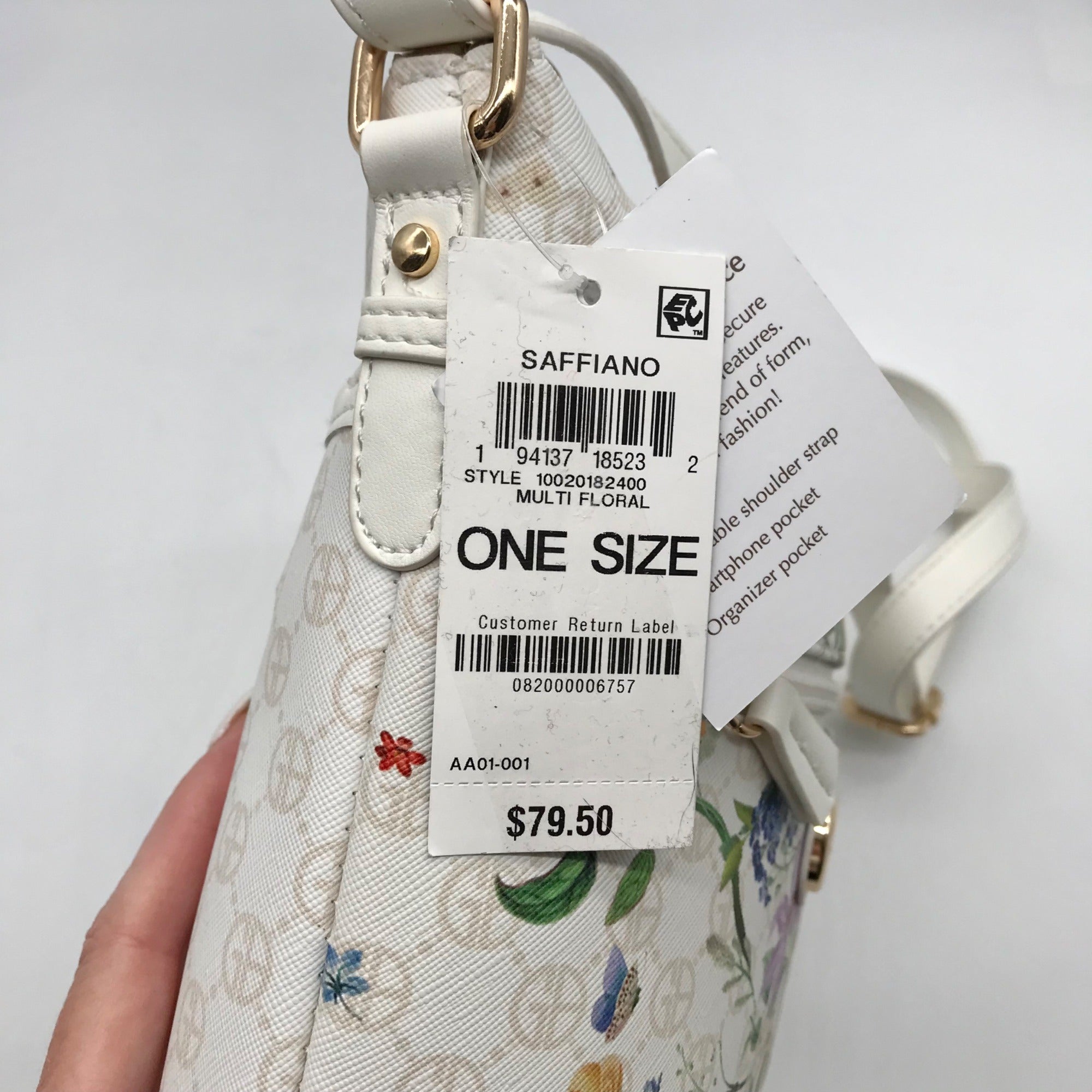 Giani Bernini White Floral North South Crossbody Bag