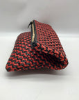 Clare V Red And Black Poppy Woven Zig-Zag Folover Clutch