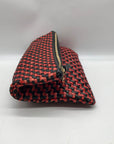 Clare V Red And Black Poppy Woven Zig-Zag Folover Clutch