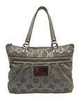 Coach Gray Monogram Canvas Poppy Metallic Glam Tote 15389