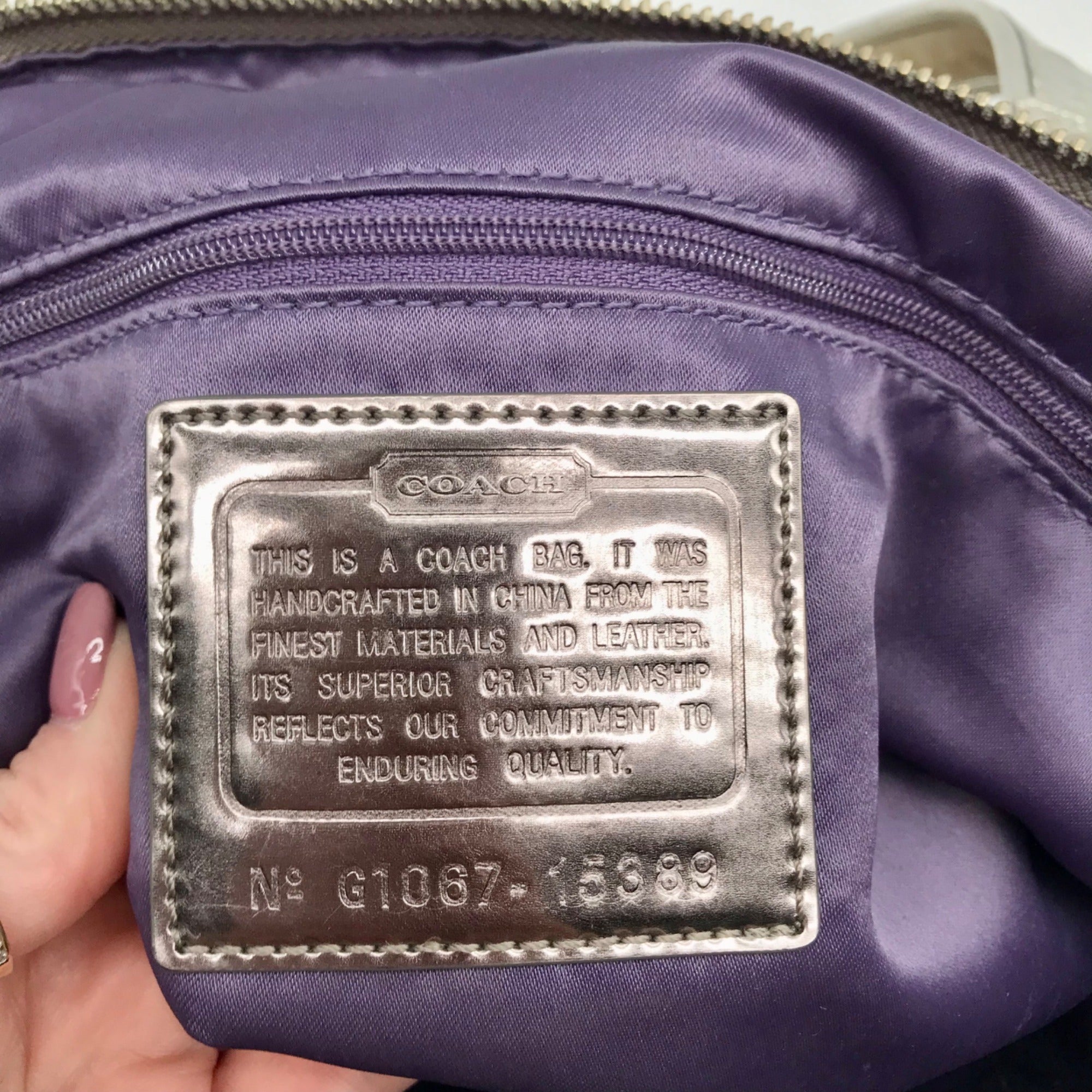 Coach Gray Monogram Canvas Poppy Metallic Glam Tote 15389