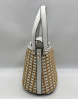 Guess White and Wicker Woven Basket Style Crossbody Bag