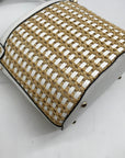 Guess White and Wicker Woven Basket Style Crossbody Bag
