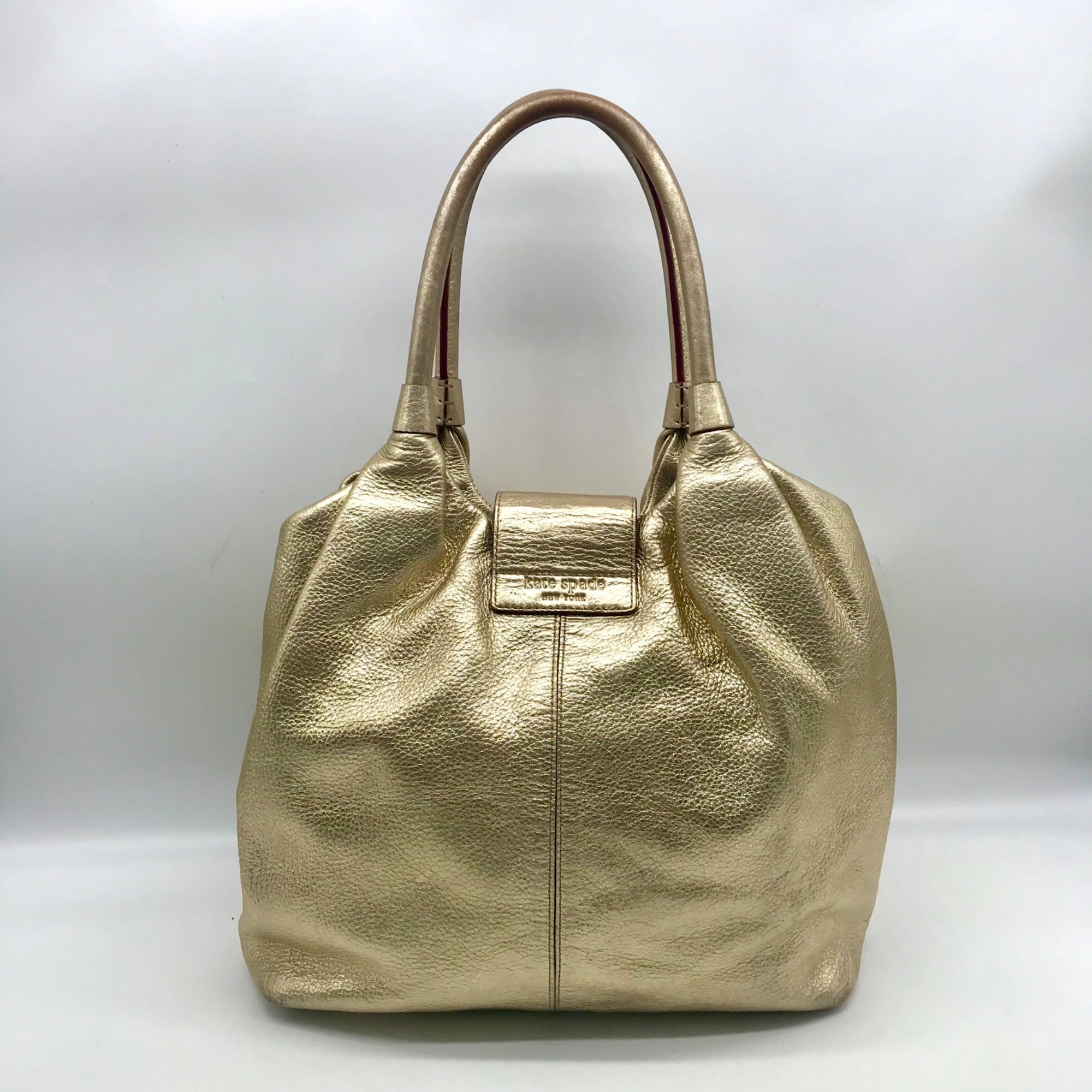 Kate Spade Metallic Gold Pebbled Leather Hobo Shoulder Bag – One Purse