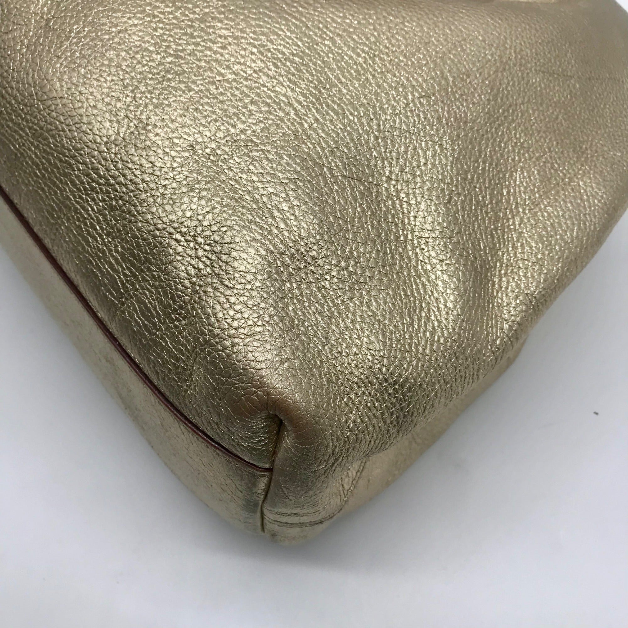 Kate Spade Metallic Gold Pebbled Leather Hobo Shoulder Bag