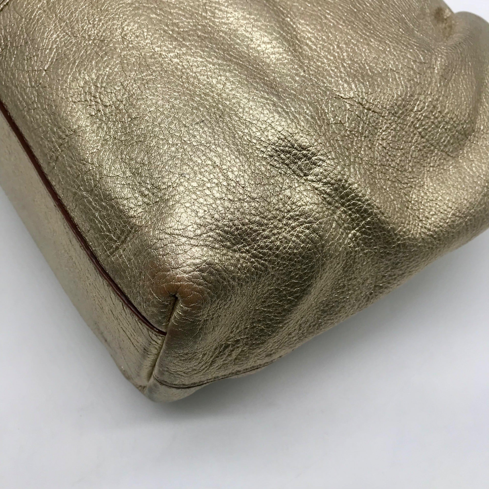 Kate Spade Metallic Gold Pebbled Leather Hobo Shoulder Bag
