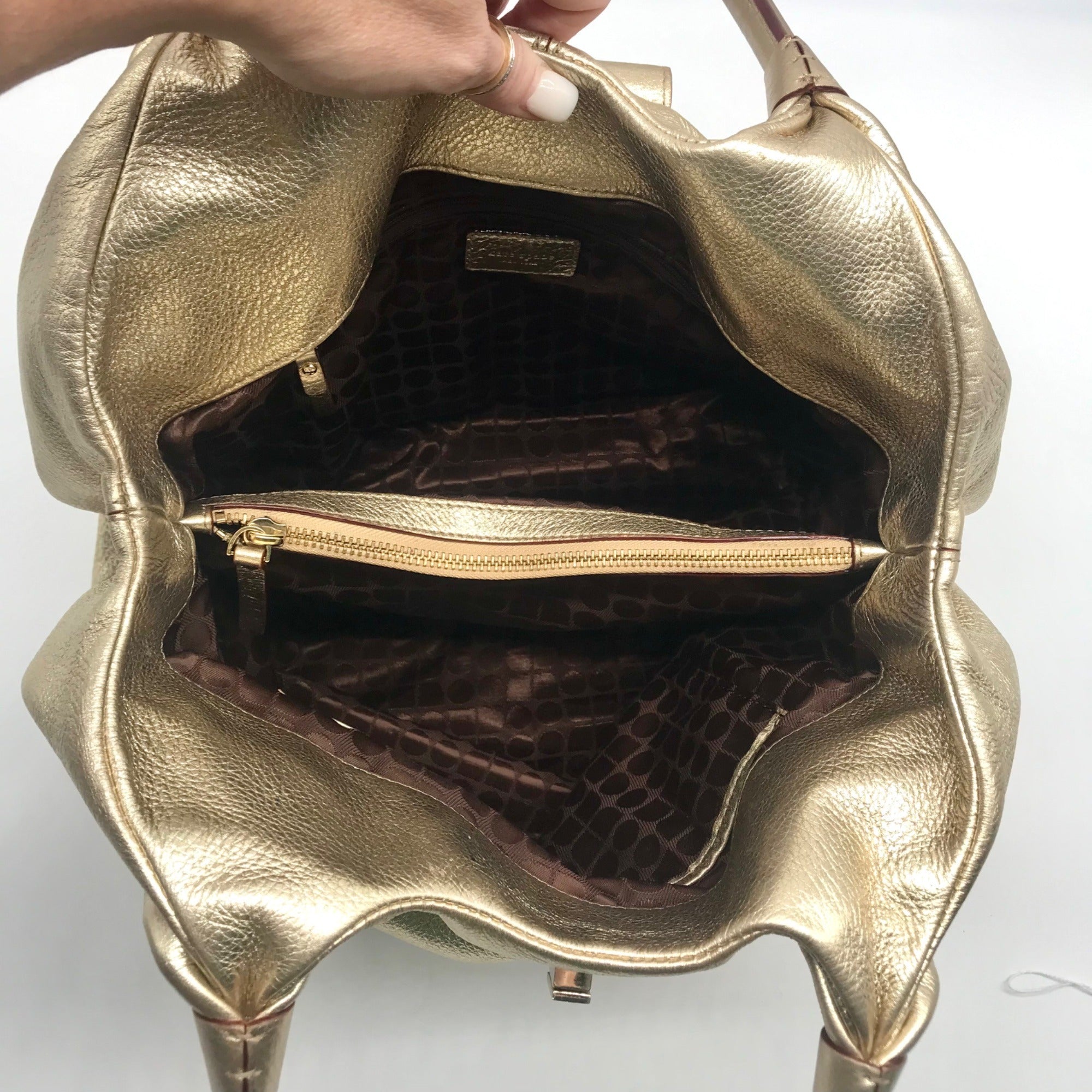 Kate Spade Metallic Gold Pebbled Leather Hobo Shoulder Bag