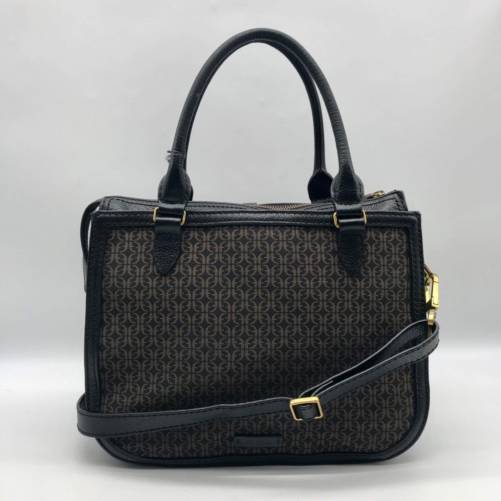 Fossil Black Fabric Ryder Satchel Bag