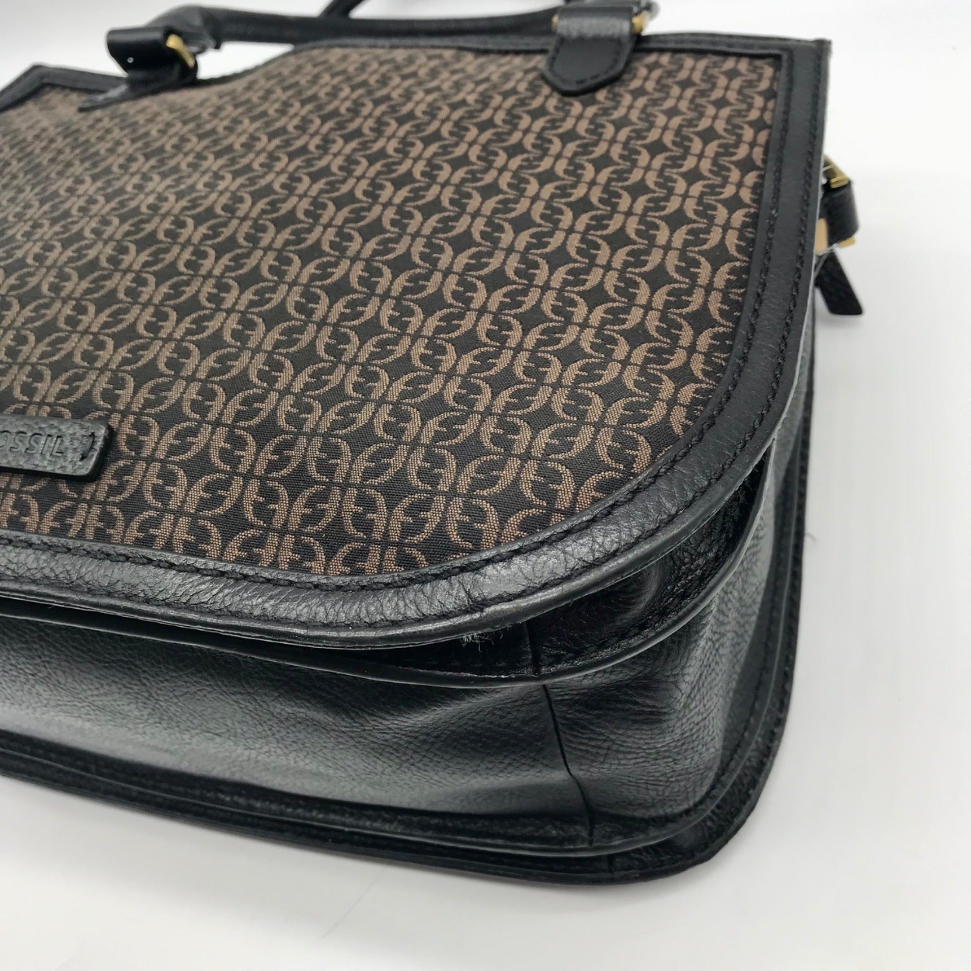 Fossil Black Fabric Ryder Satchel Bag