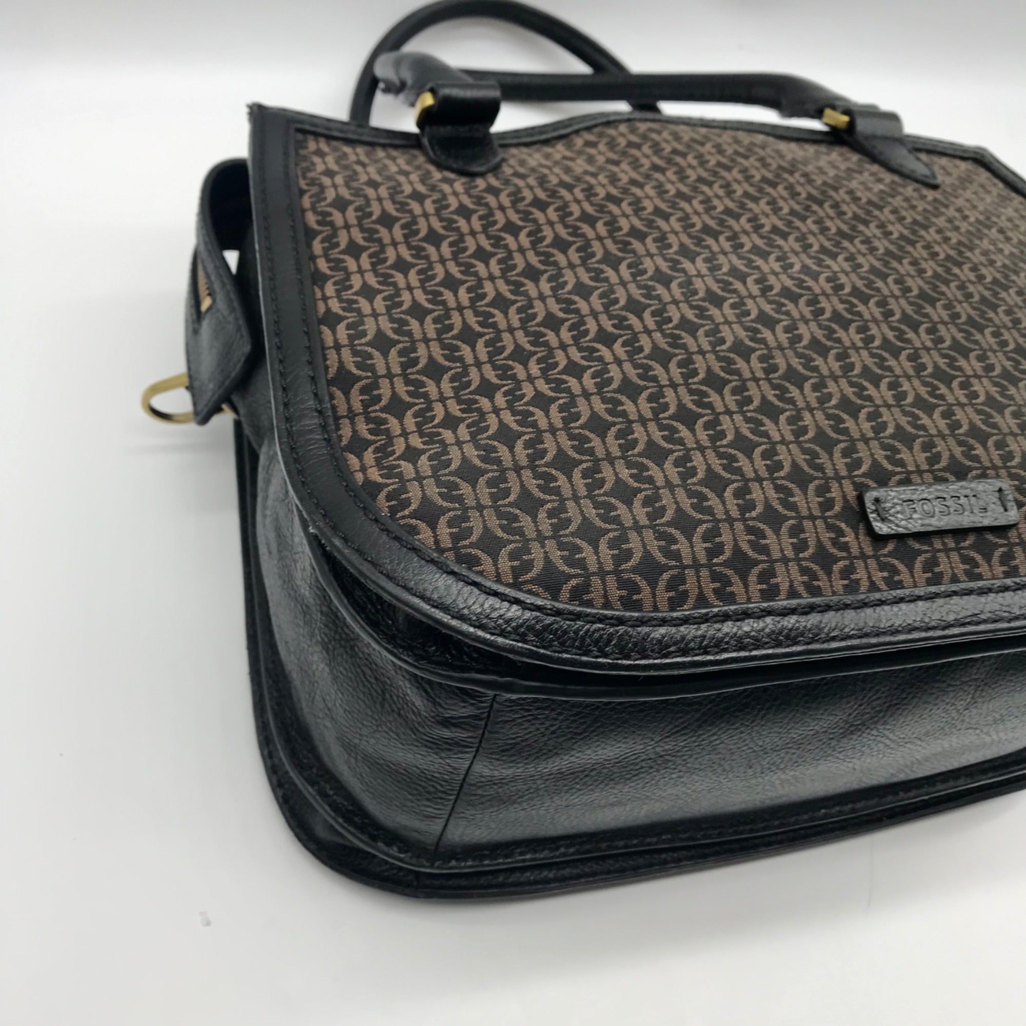 Fossil Black Fabric Ryder Satchel Bag
