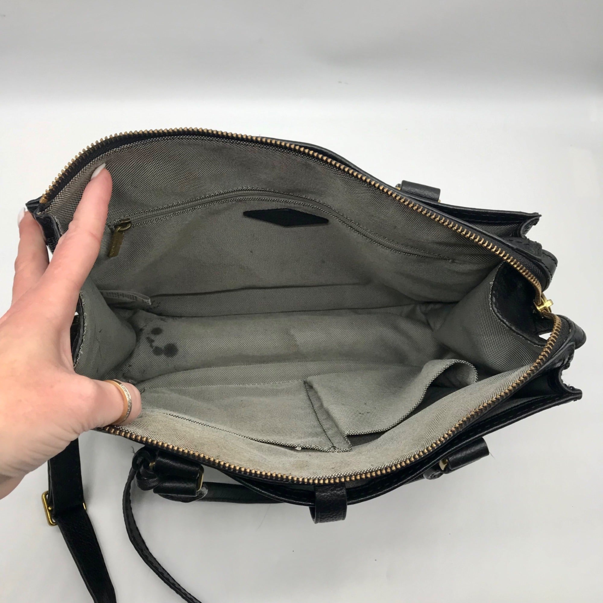 Fossil Black Fabric Ryder Satchel Bag