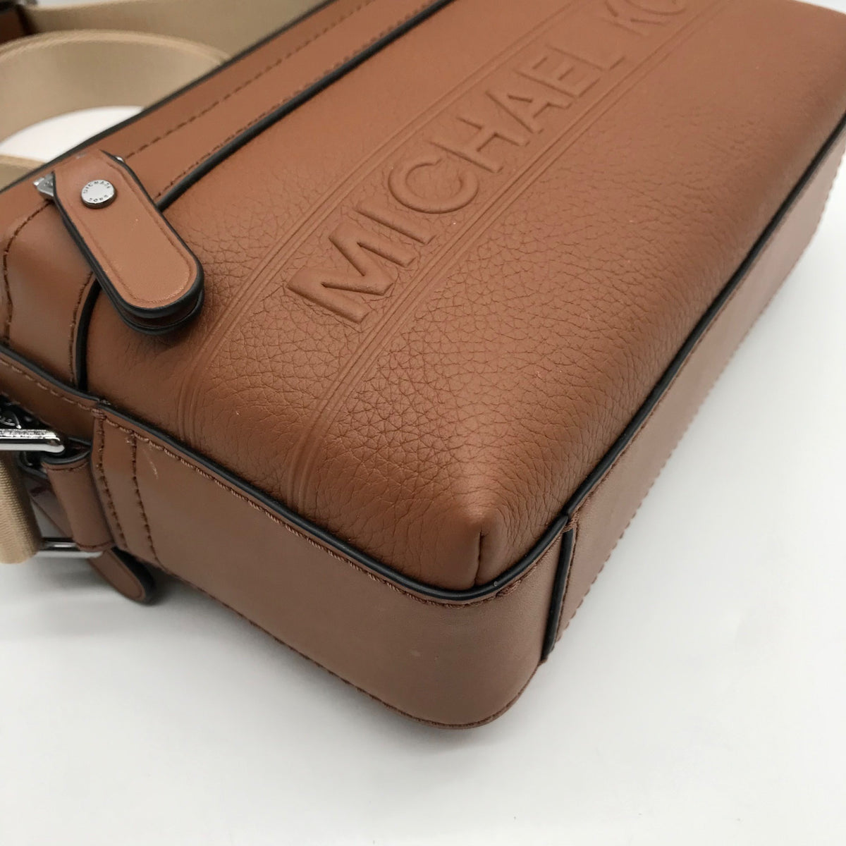 Michael Kors Luggage Brown Pebbled Leather Hudson Utility Crossbody Bag