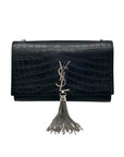 Yves Saint Laurent Black Croc Embossed Leather Kate Shoulder Bag