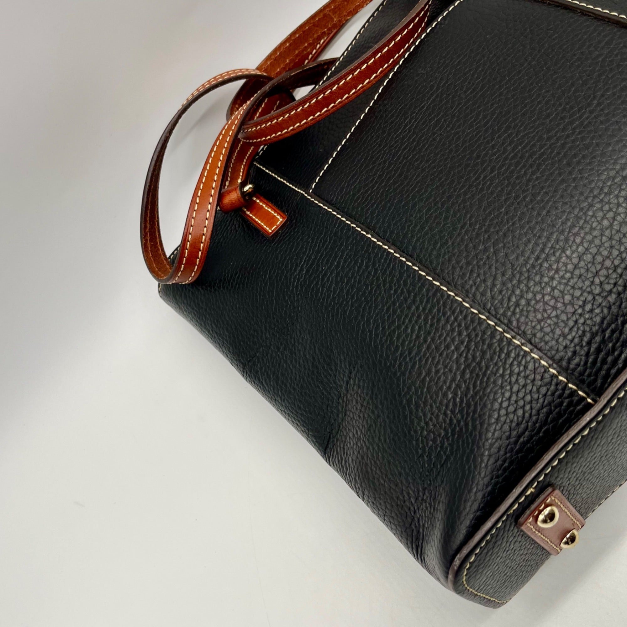 Dooney And Bourke Black Pebbled Leather Shoulder Bag