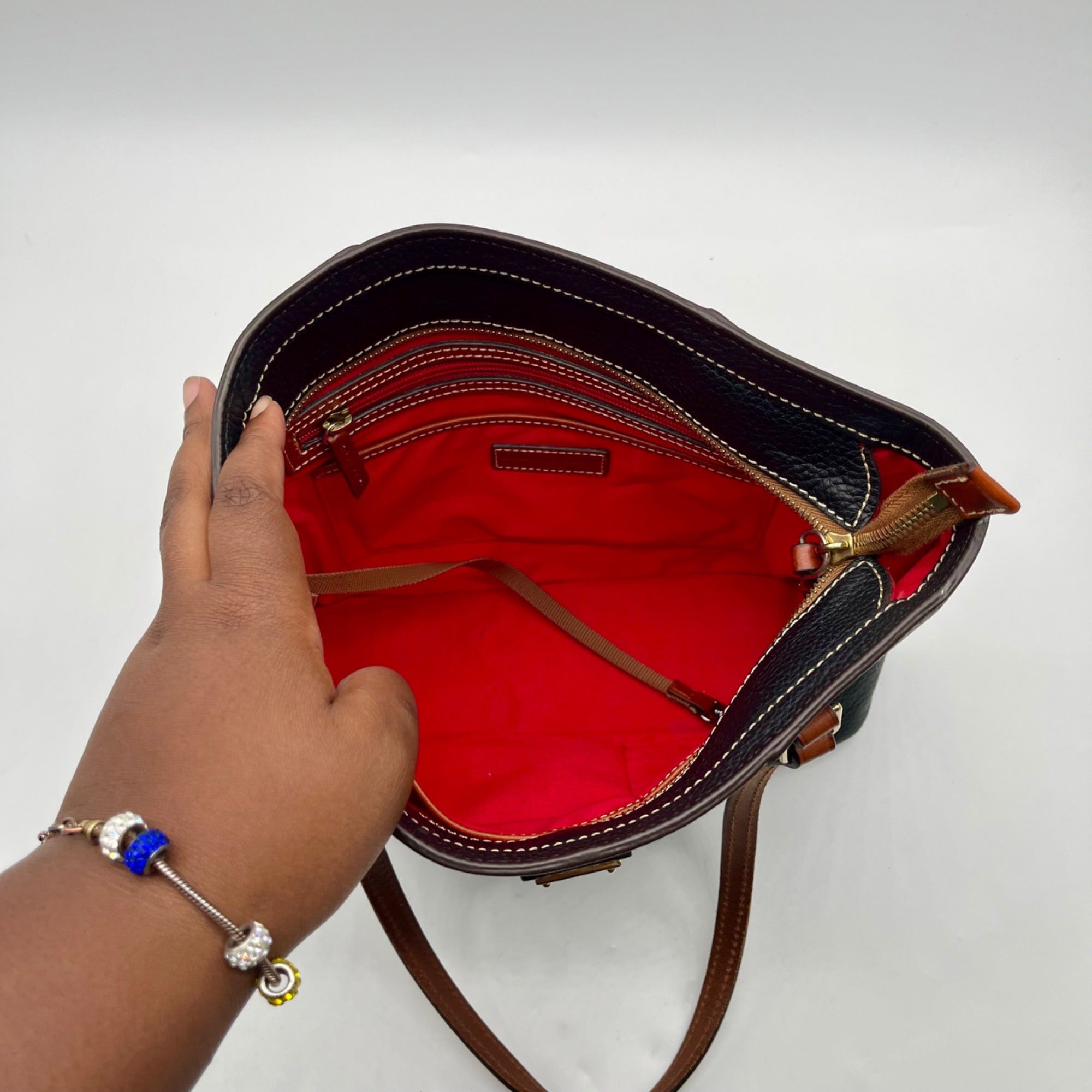Dooney And Bourke Black Pebbled Leather Shoulder Bag