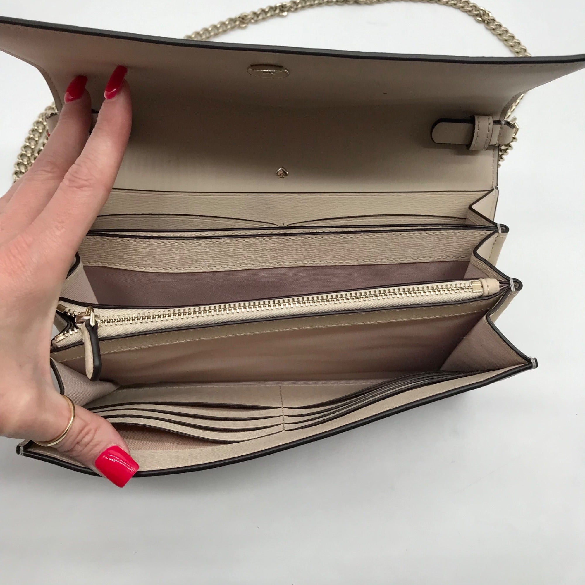 Kate Spade Natural Coated Canvas Flower Chain Crossbody Bag