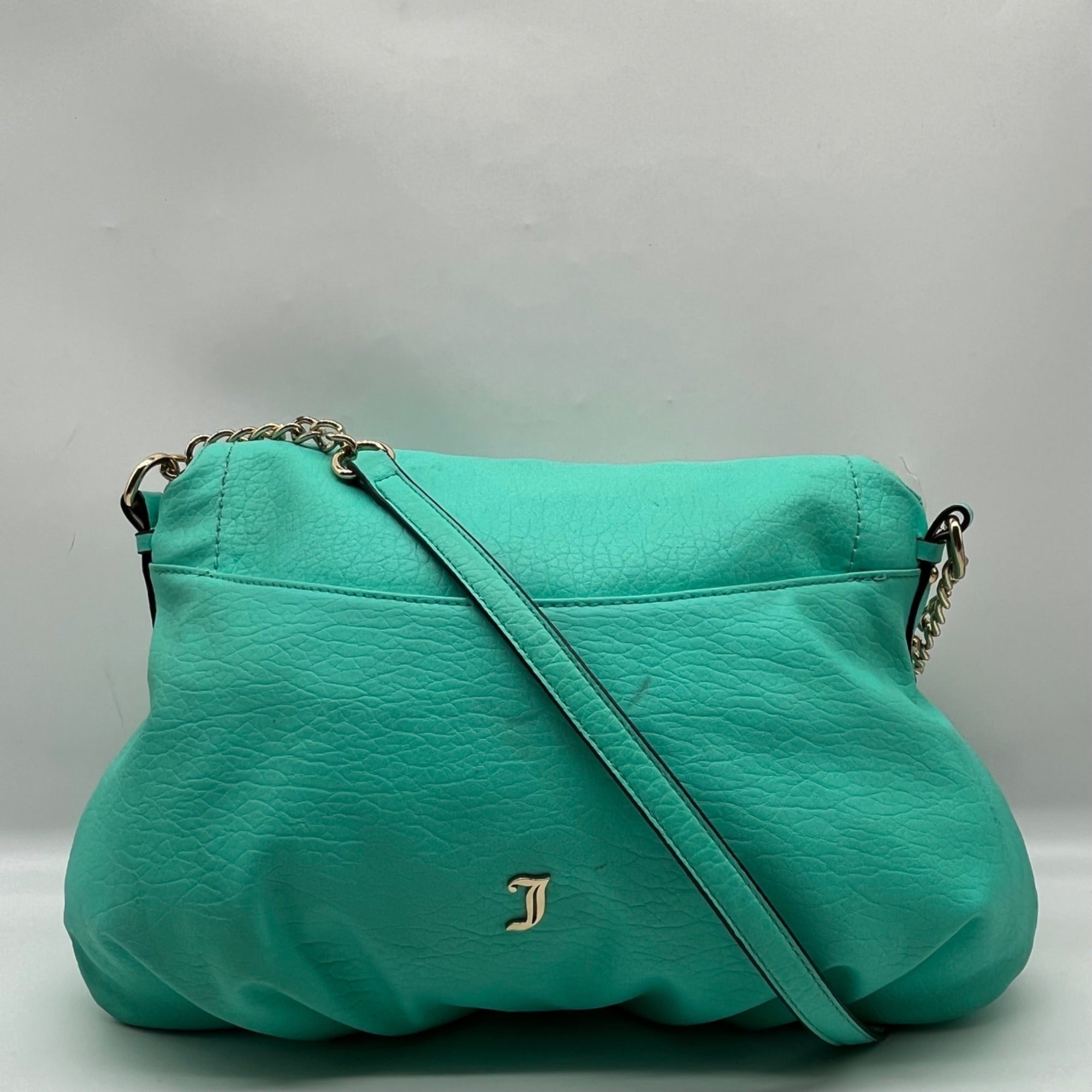 Juicy Couture Teal Leather Traveler Flap Crossbody Bag