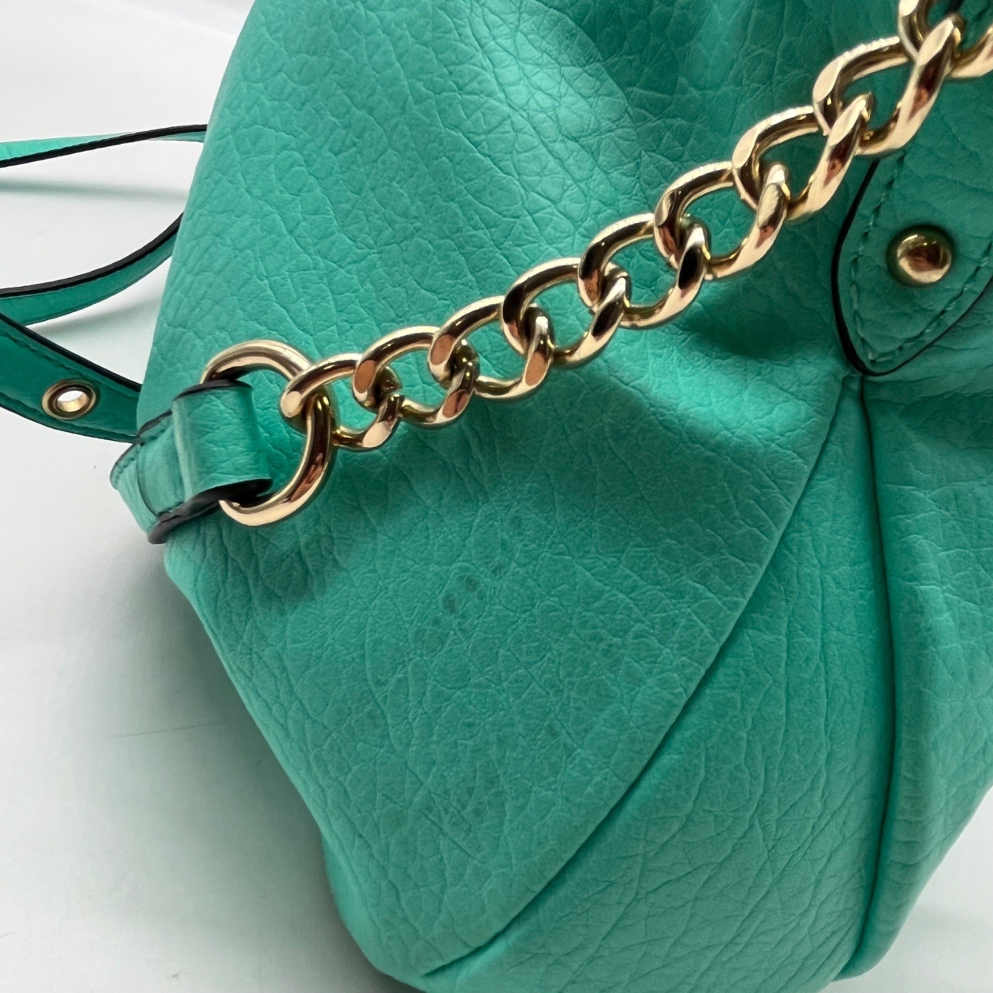 Juicy Couture Teal Leather Traveler Flap Crossbody Bag