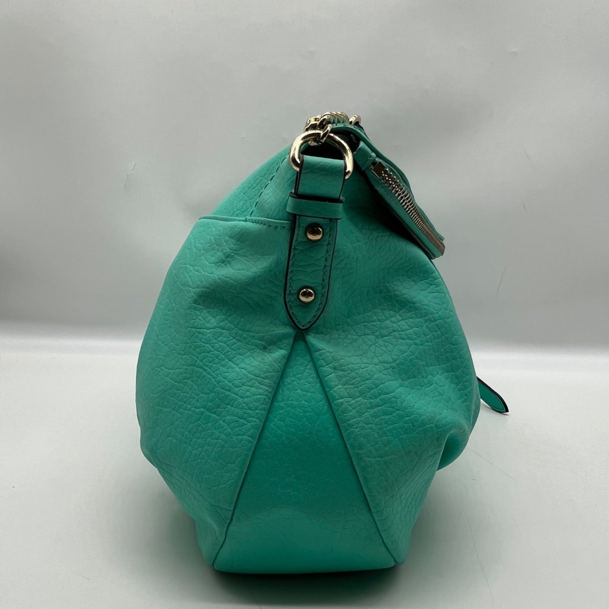 Juicy Couture Teal Leather Traveler Flap Crossbody Bag