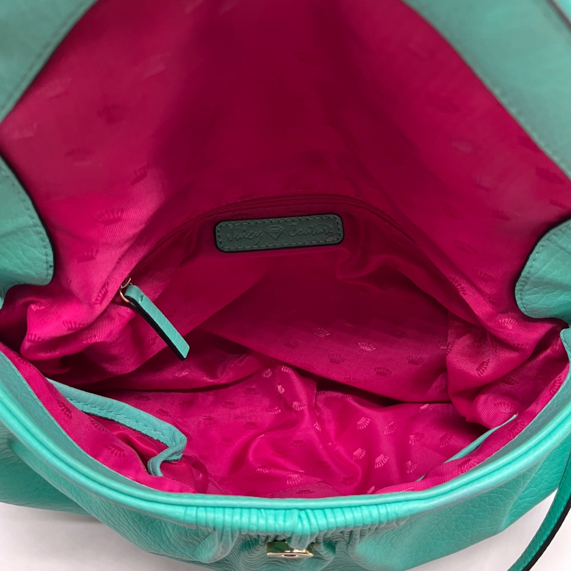 Juicy Couture Teal Leather Traveler Flap Crossbody Bag