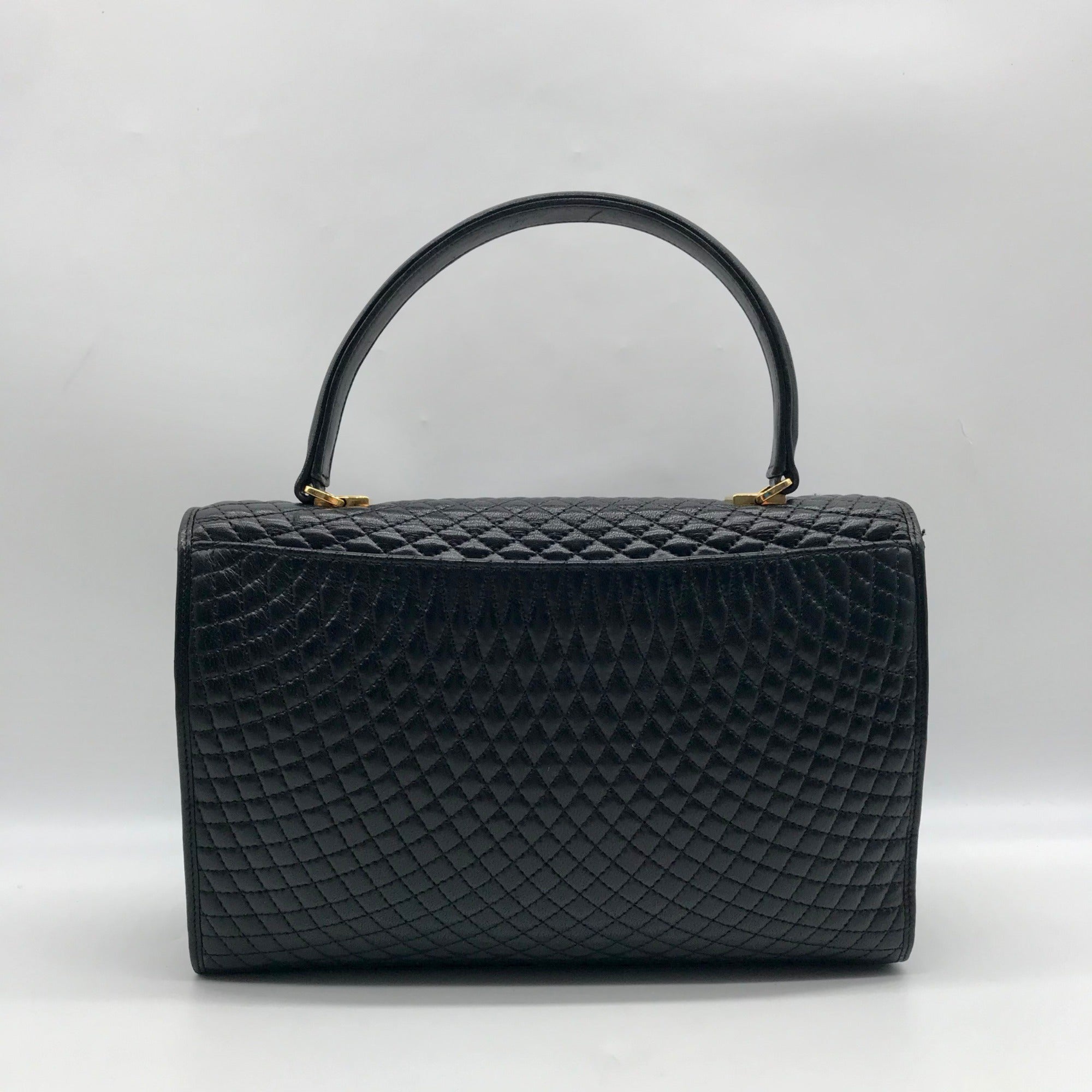 Bally Black Quilted Leather Top Handle Handbag