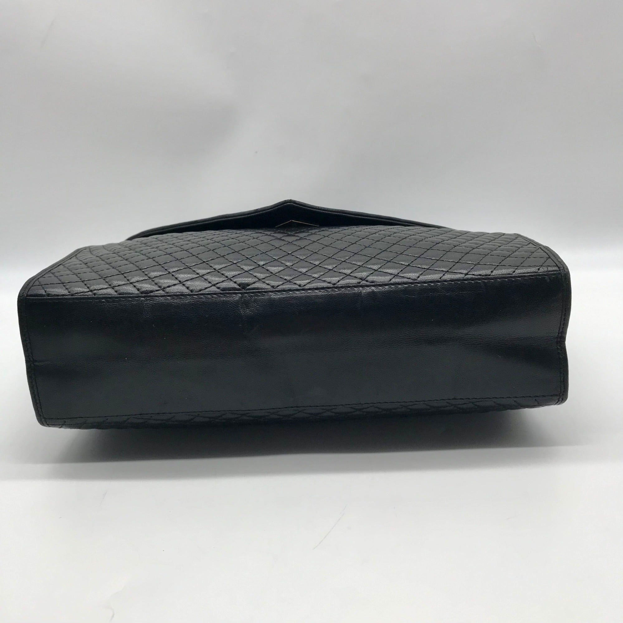 Bally Black Quilted Leather Top Handle Handbag