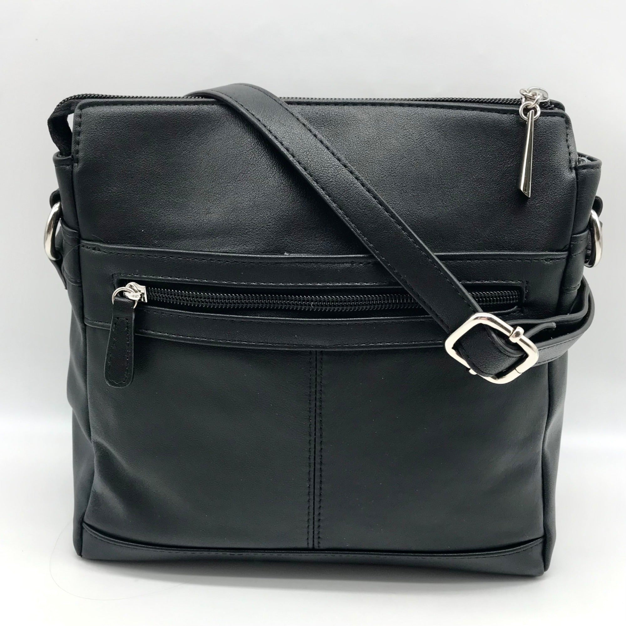 Giani Bernini Black Nappa Leather Front Zip Crossbody