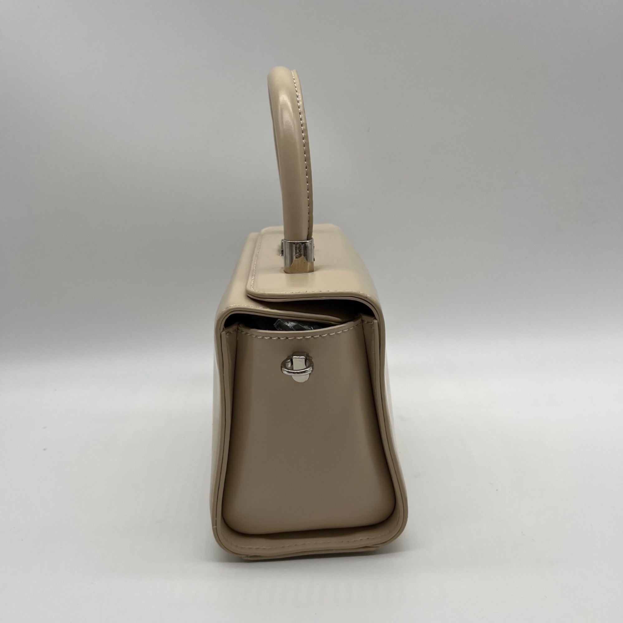 MMS Brand Cream Leather Top-Handle Bag