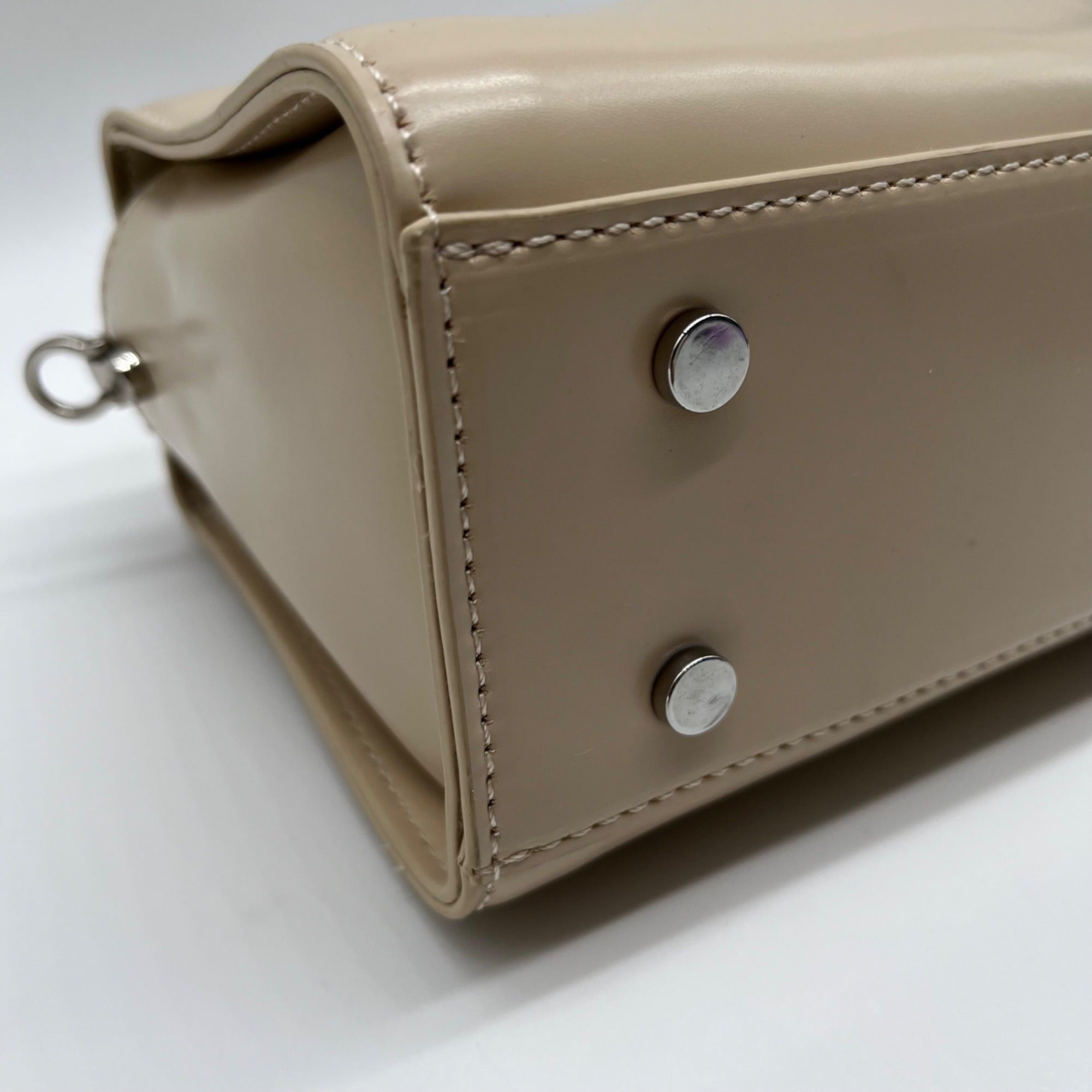 MMS Brand Cream Leather Top-Handle Bag