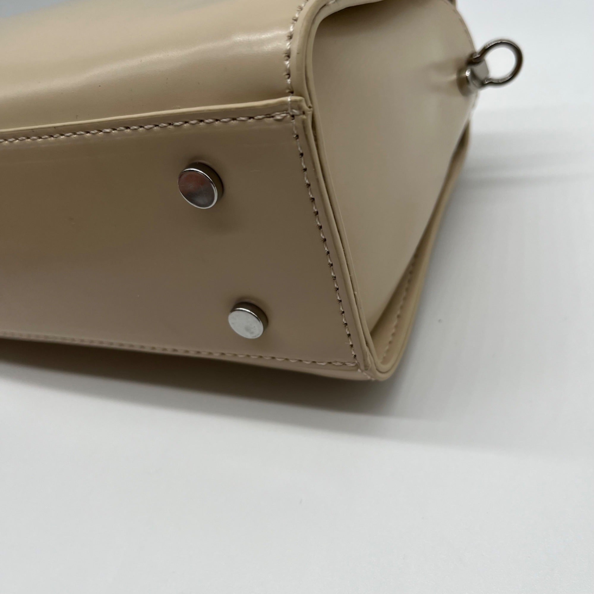 MMS Brand Cream Leather Top-Handle Bag