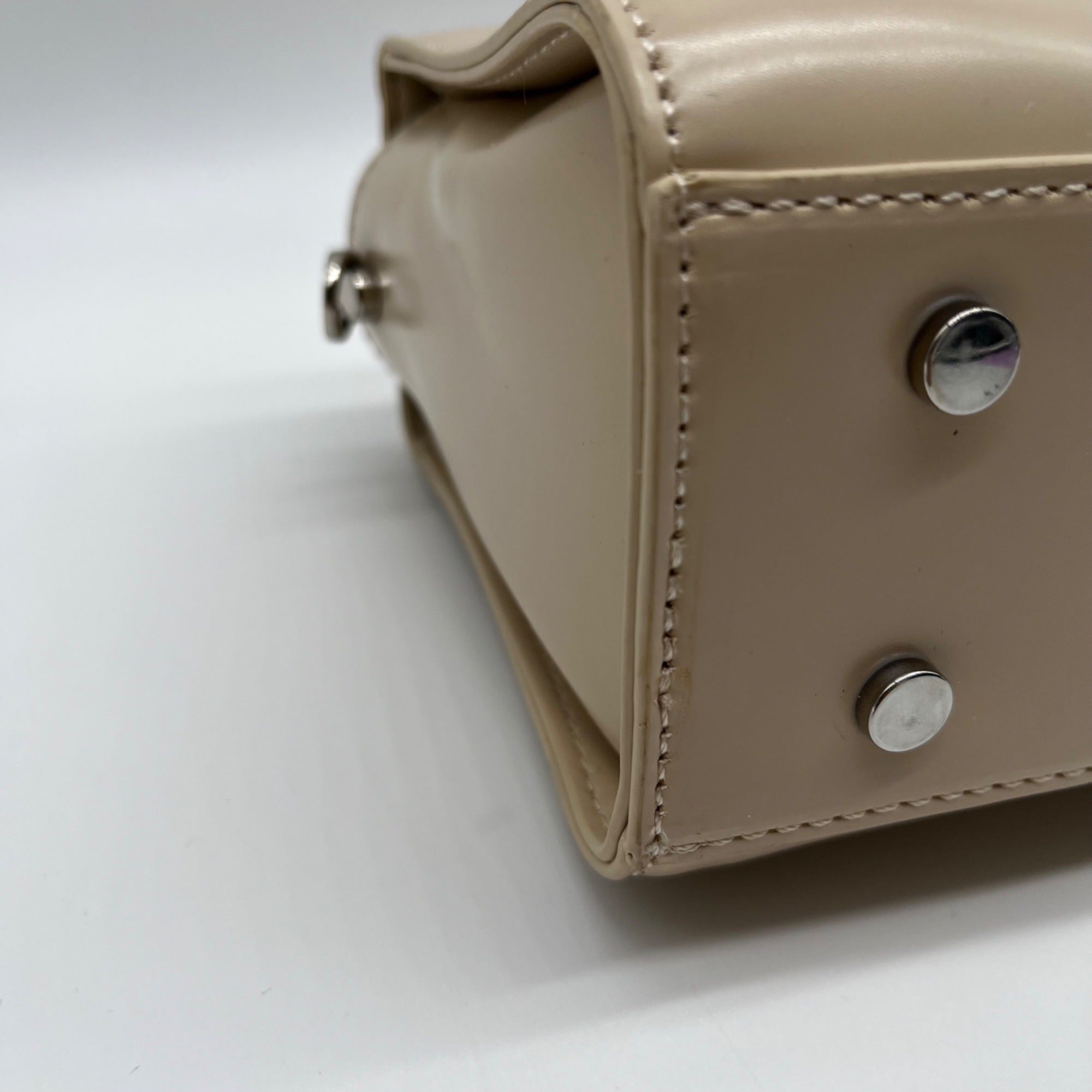 MMS Brand Cream Leather Top-Handle Bag