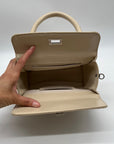 MMS Brand Cream Leather Top-Handle Bag