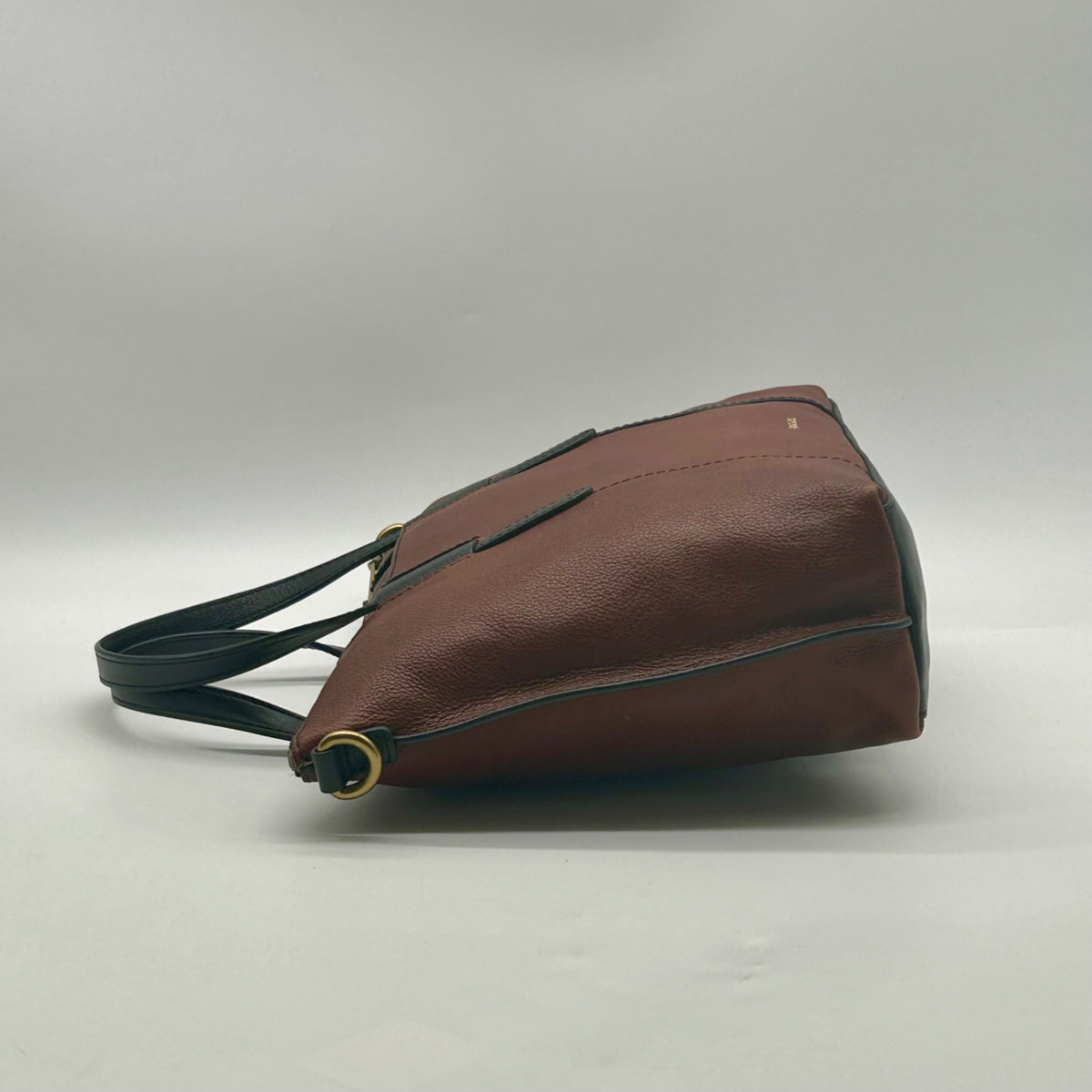 Fossil Brown And Black Pebbled Leather Convertible Satchel