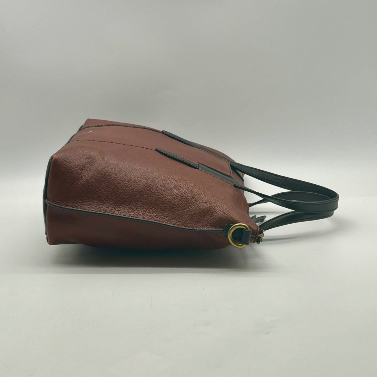 Fossil Brown And Black Pebbled Leather Convertible Satchel
