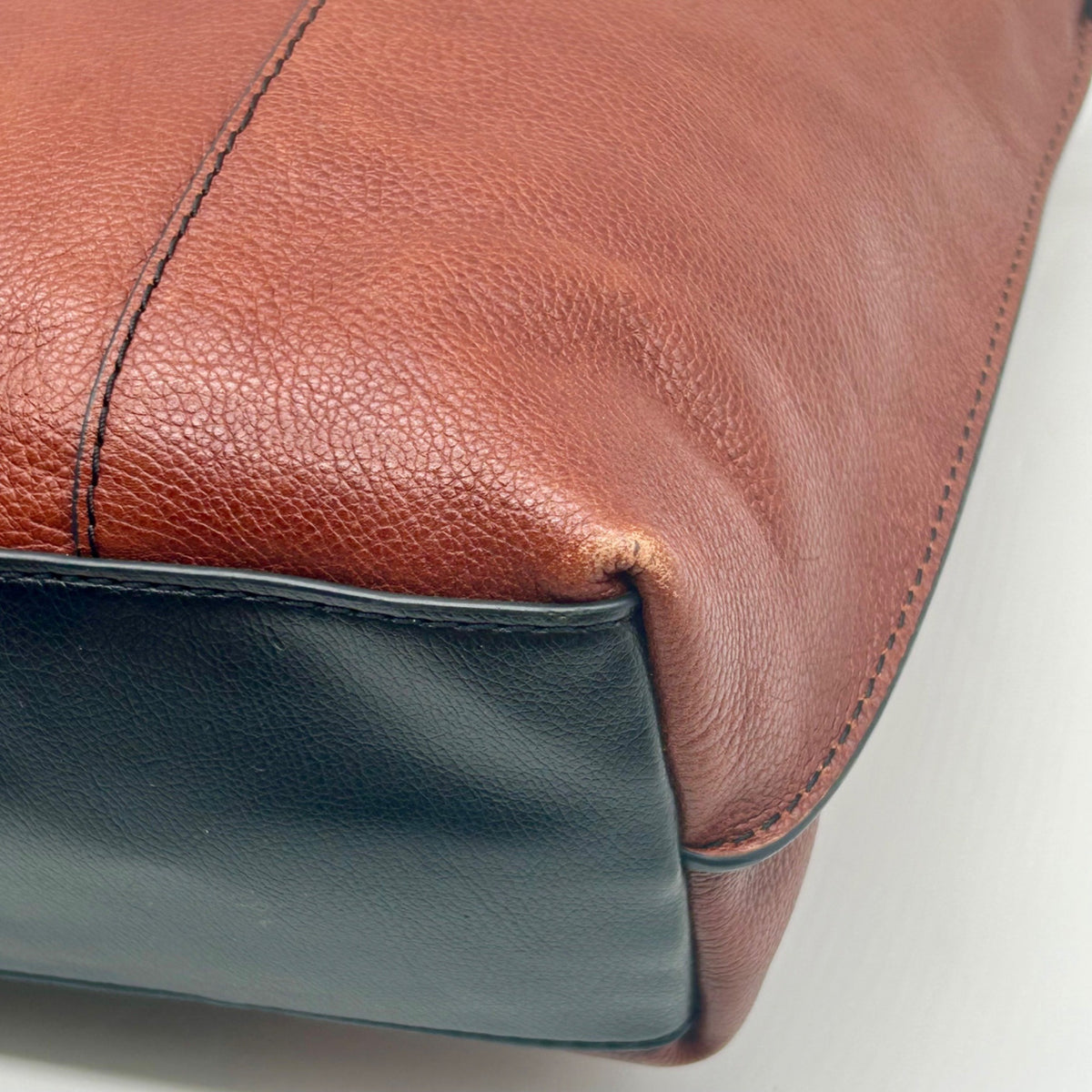 Fossil Brown And Black Pebbled Leather Convertible Satchel