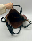 Fossil Brown And Black Pebbled Leather Convertible Satchel