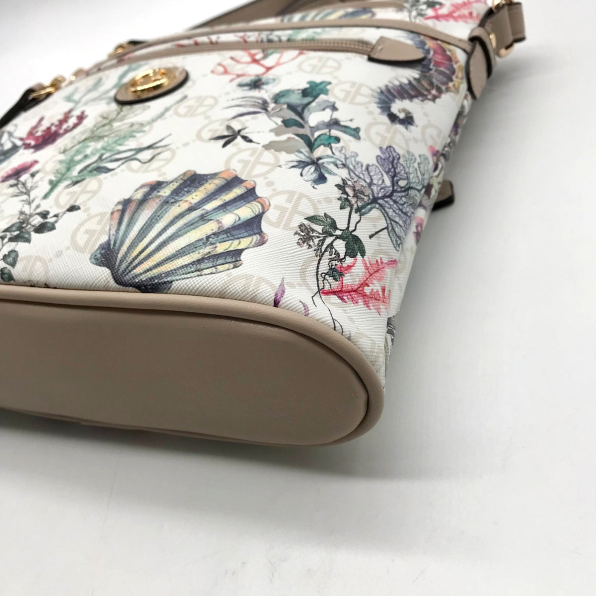 Giani Bernini Cream Floral And Sea Signature Faux Leather Crossbody