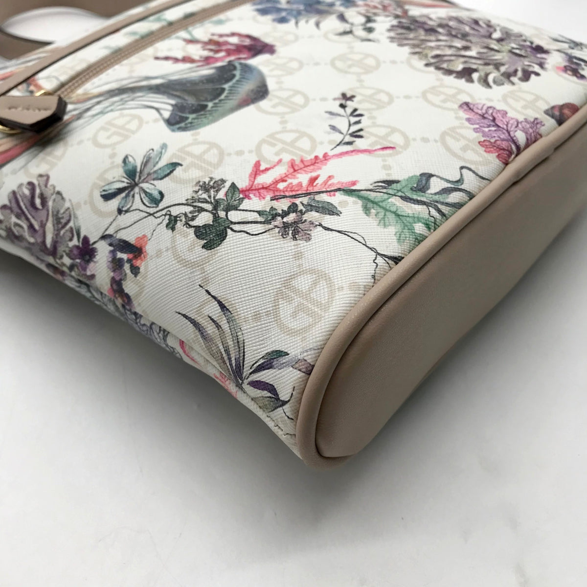 Giani Bernini Cream Floral And Sea Signature Faux Leather Crossbody