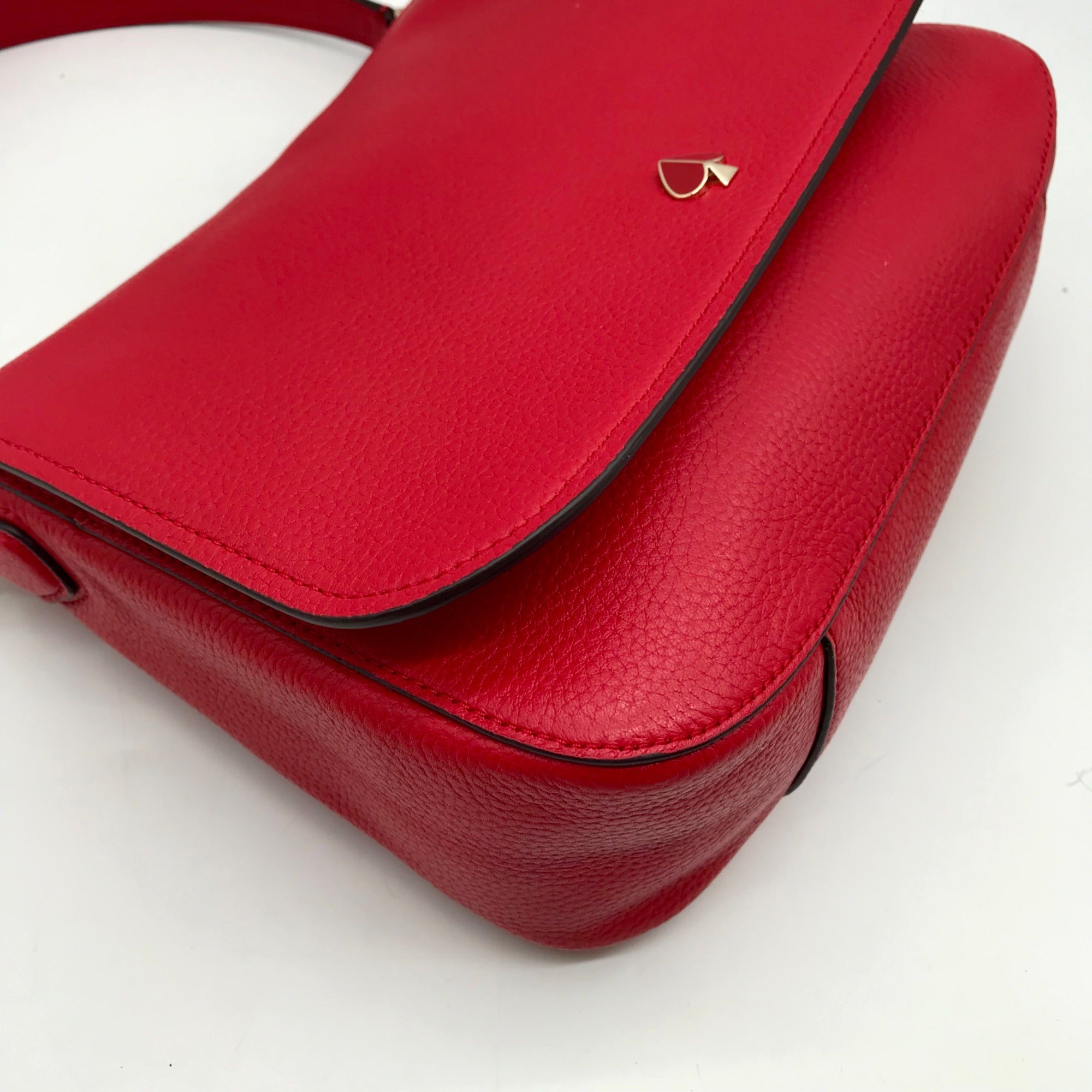 Kate Spade Red Pebbled Leather Polly Shoulder Bag