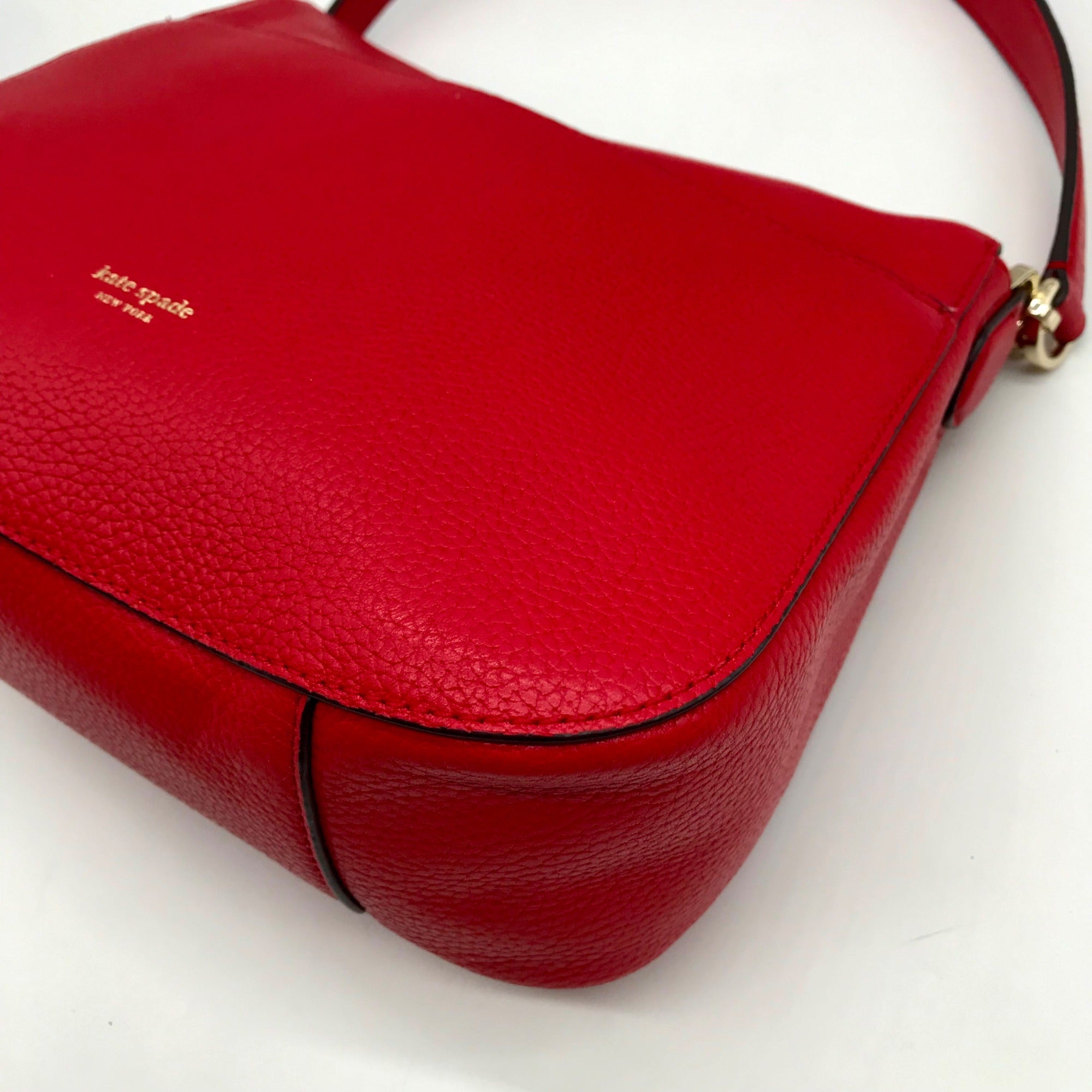 Kate Spade Red Pebbled Leather Polly Shoulder Bag