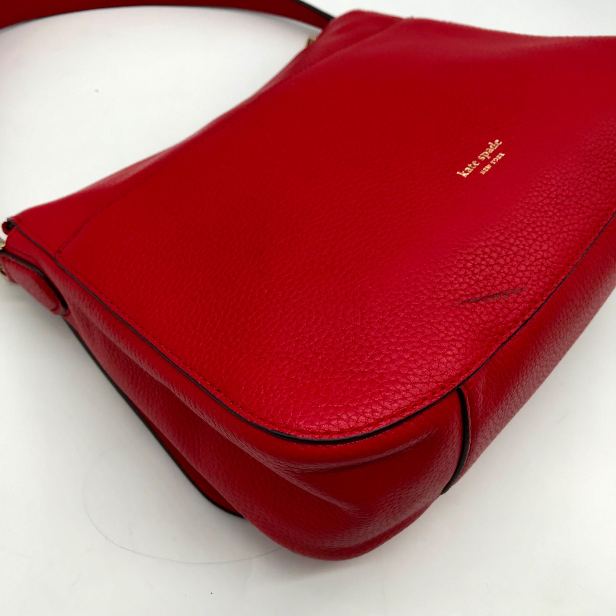 Kate Spade Red Pebbled Leather Polly Shoulder Bag