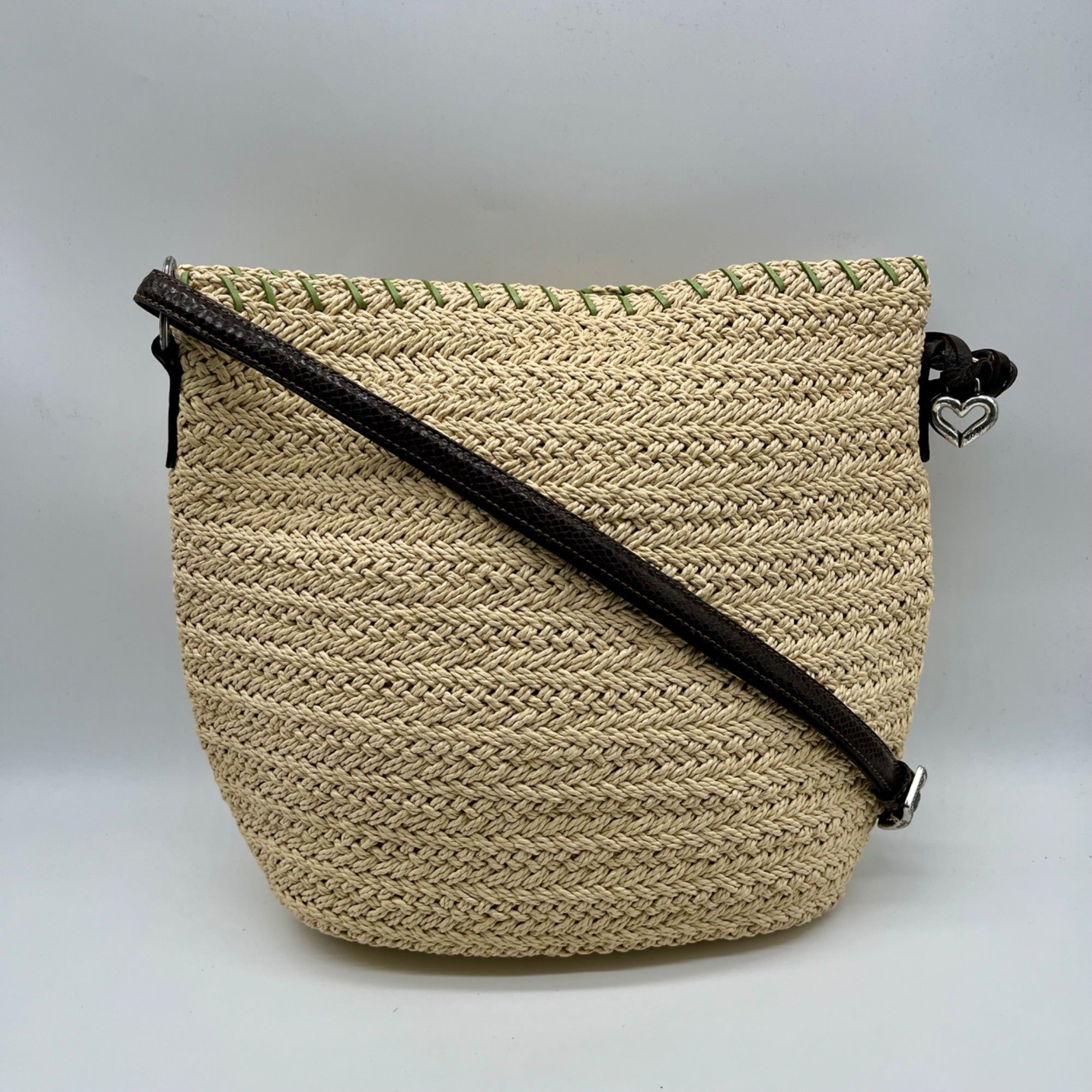 Brighton Straw &amp; Leather Shoulder Bag