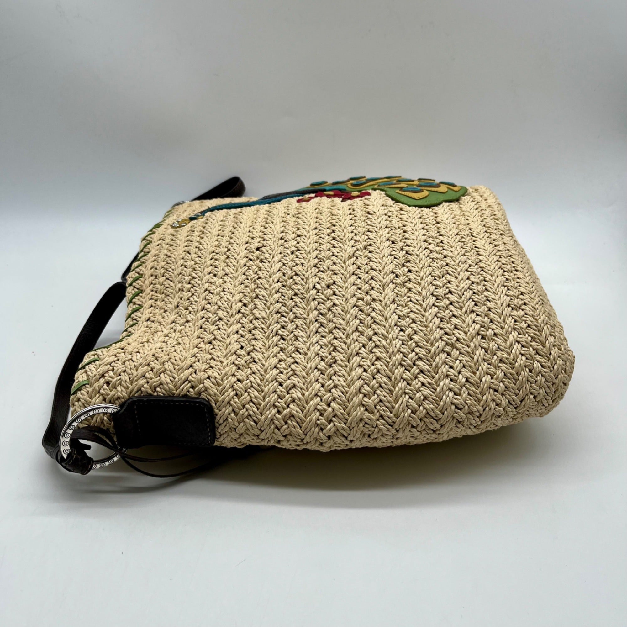 Brighton Straw &amp; Leather Shoulder Bag