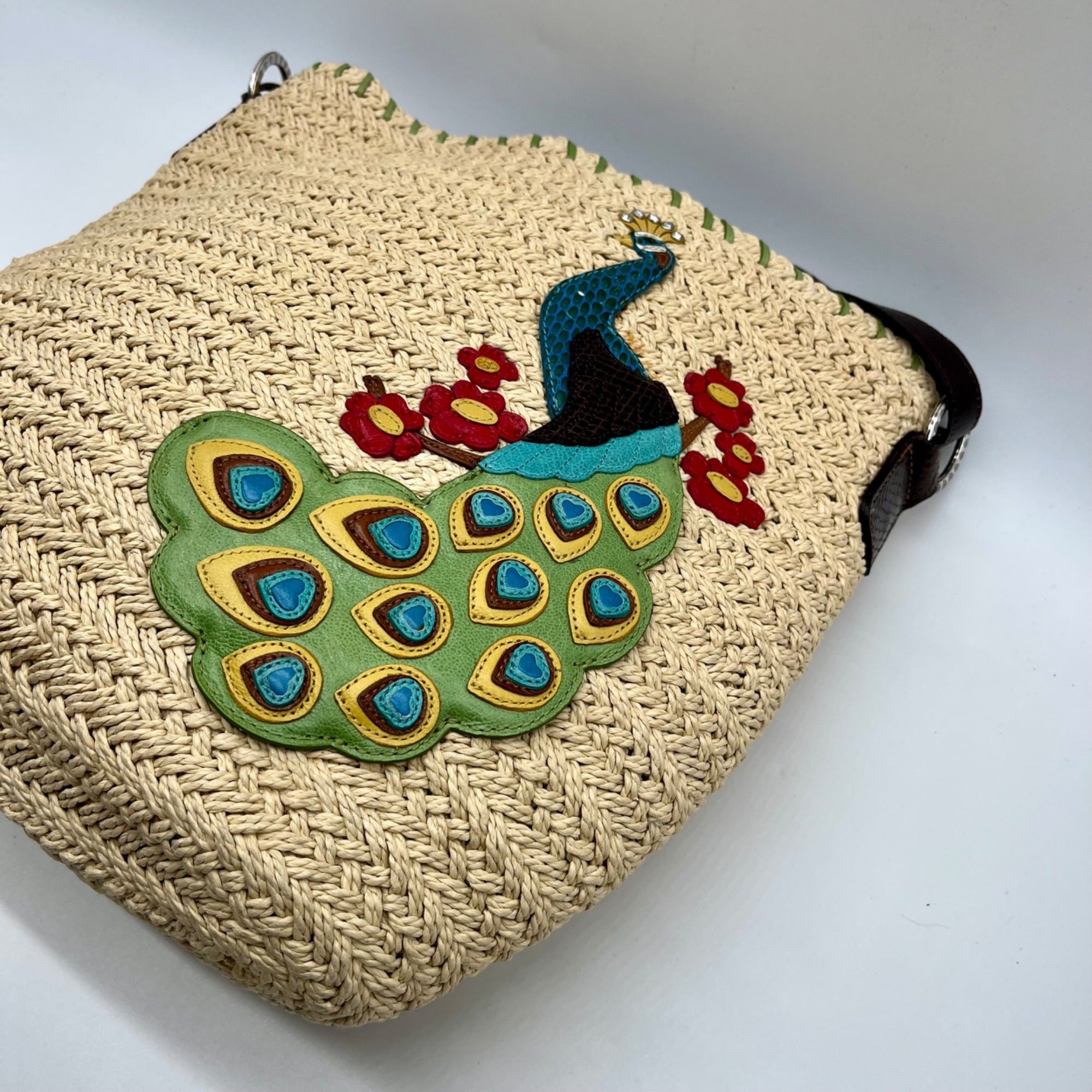 Brighton Straw &amp; Leather Shoulder Bag