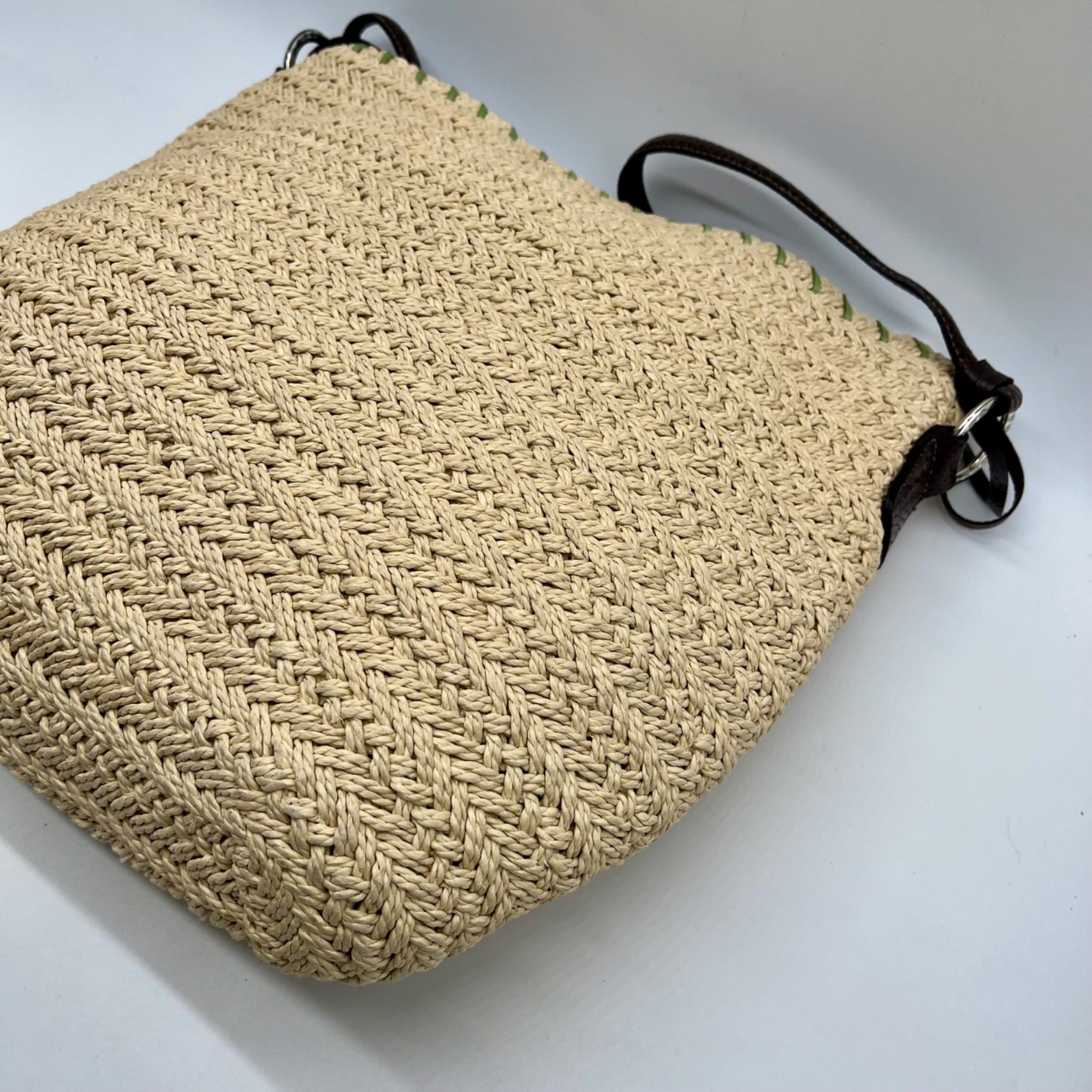 Brighton Straw &amp; Leather Shoulder Bag