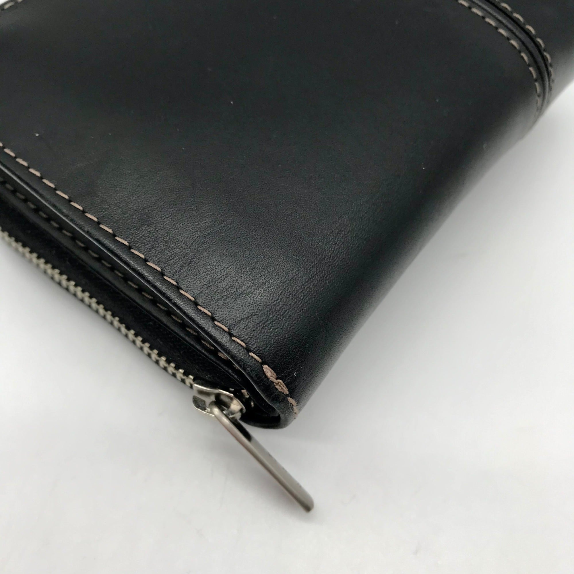 Tumi Black Leather Zip Around Wallet