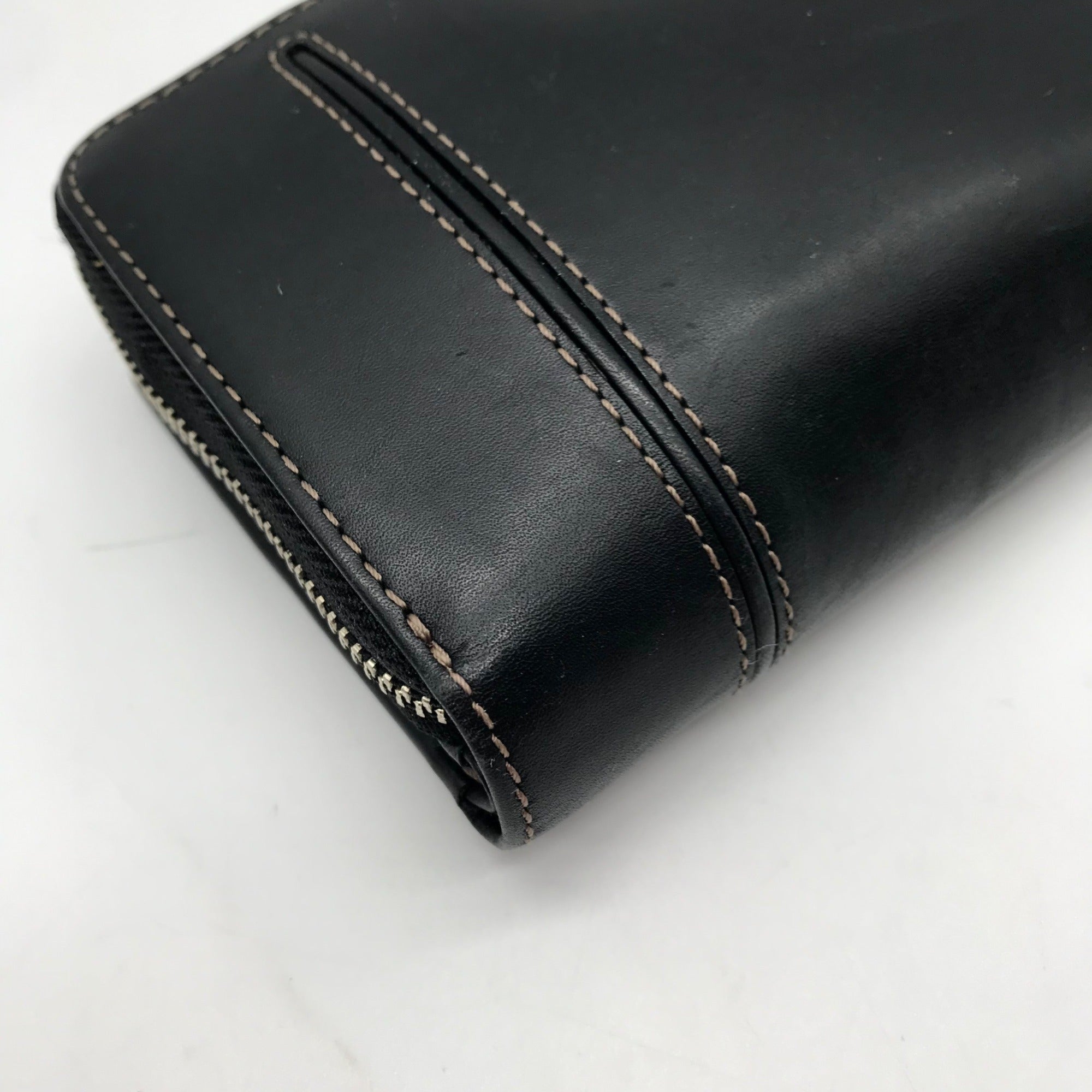 Tumi Black Leather Zip Around Wallet