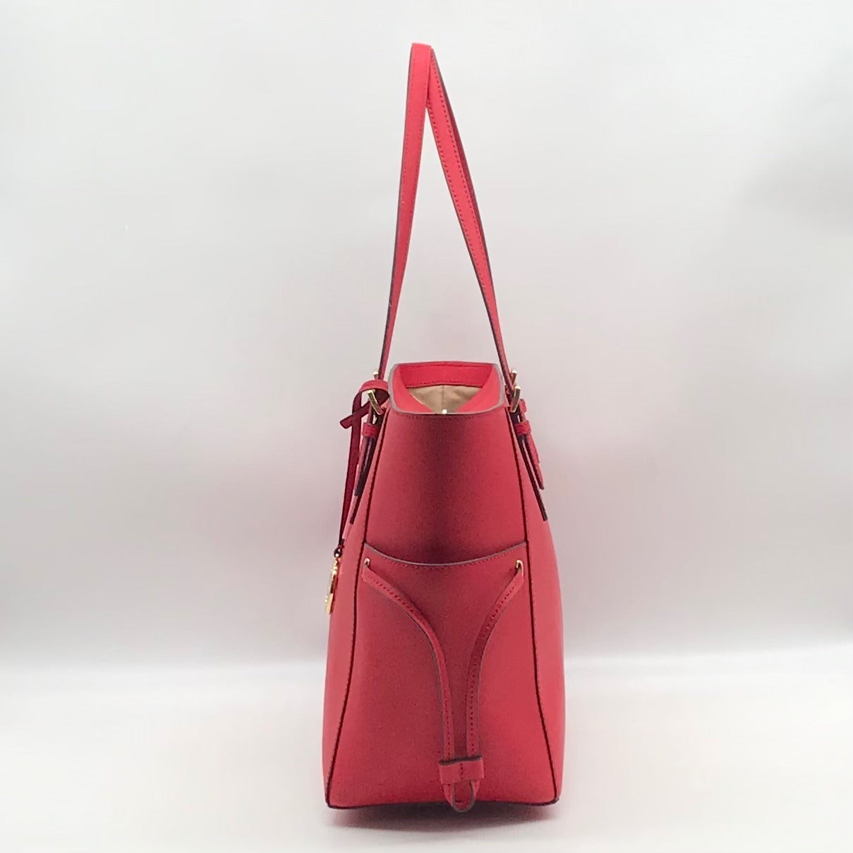 Michael Kors Red Saffiano Leather Large Gilly Tote And Wallet