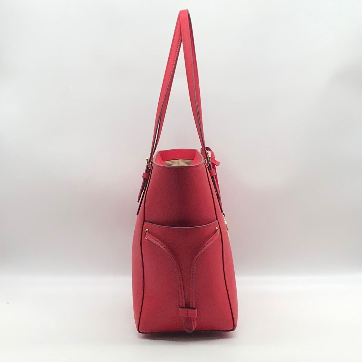 Michael Kors Red Saffiano Leather Large Gilly Tote And Wallet