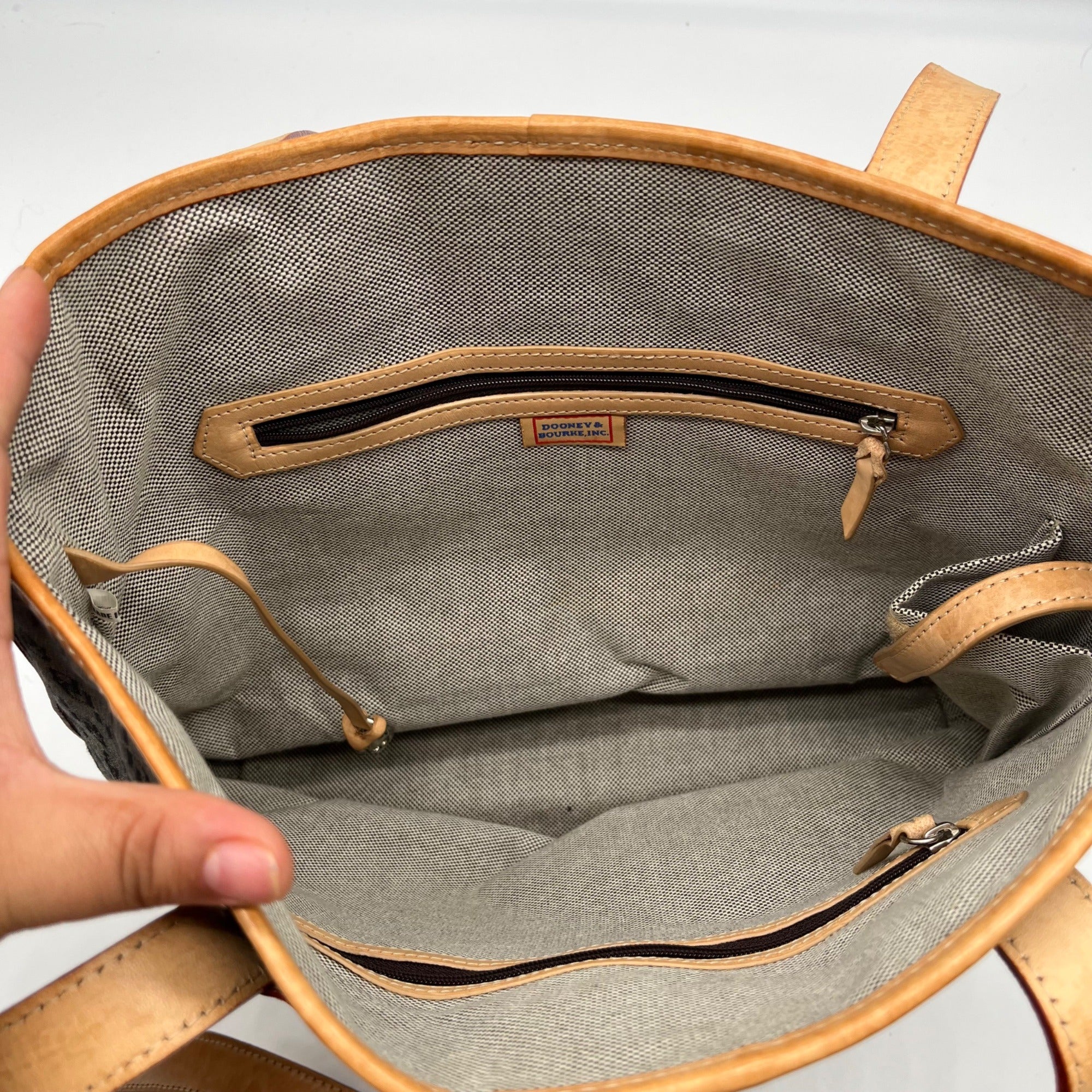 Dooney &amp; Bourke Black And Grey Jacquard Signature Tote Bag
